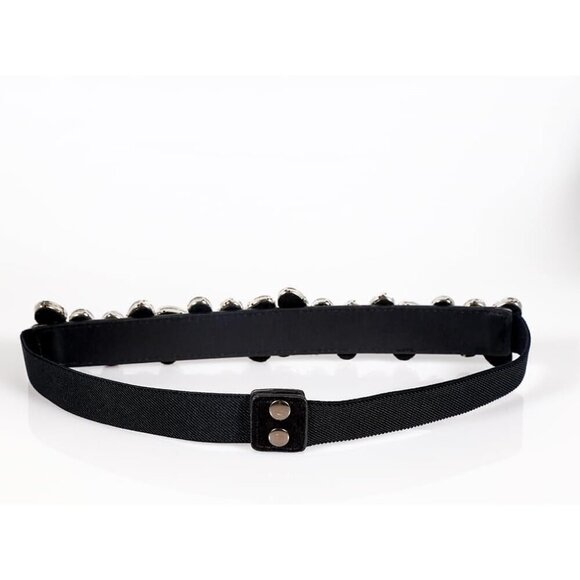 Women Crystal Beaded Dress Belt Thin Elastic Waist Belt for Formal Events main image 6